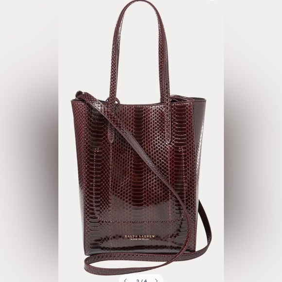 Ralph Lauren Collection Bordeaux Ayers Snakeskin Mini Modern Tote - Picture 3 of 16